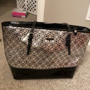 Silver and black Nine West Shoulder bag/purse.